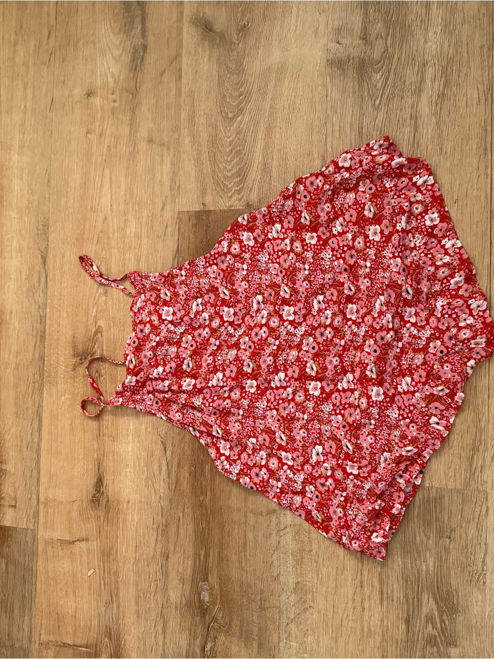 NATURAL LIFE Red Floral Spaghetti Strap Tank Top